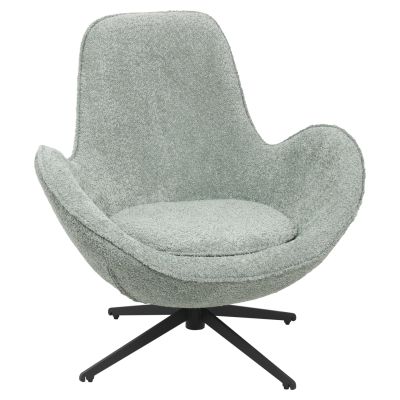 ARMCHAIR SWIVEL BRYNN HM9594.05 PEA GREEN BOUCLE FABRIC-BLACK METAL BASE 88x76x88Hcm.