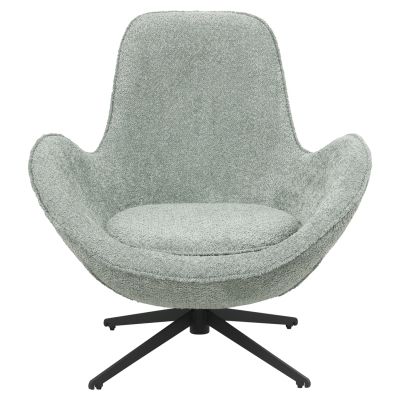 ARMCHAIR SWIVEL BRYNN HM9594.05 PEA GREEN BOUCLE FABRIC-BLACK METAL BASE 88x76x88Hcm.