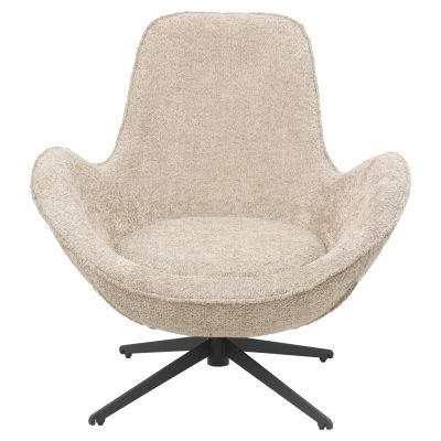 ARMCHAIR SWIVEL BRYNN HM9594.07 BEIGE BOUCLE FABRIC-BLACK METAL BASE 88x76x88Hcm.