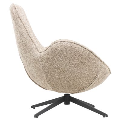 ARMCHAIR SWIVEL BRYNN HM9594.07 BEIGE BOUCLE FABRIC-BLACK METAL BASE 88x76x88Hcm.