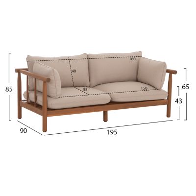 OUTDOOR LOUNGE SET 4PCS ELMORA HM6517 ACACIA WOOD--POLYESTER CUSHIONS COVERS IN ECRU