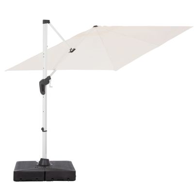 PROFESSIONAL UMBRELLA 2.7x2.7m WITH WATER BASE JAVANTE HM10857.02 WHITE ALUM. & SHADE