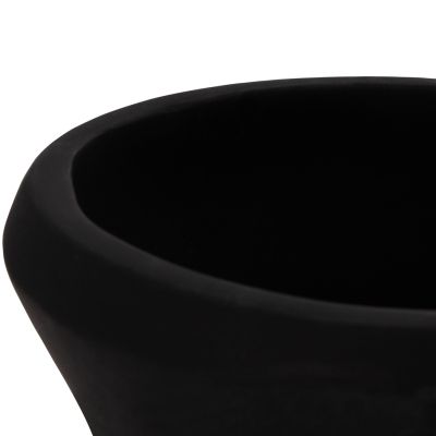 DECORATIVE FLOOR VASE NEBULA HM4660.01S FIBER CEMENT IN BLACK--TEAK WOOD Φ45x115Hcm.