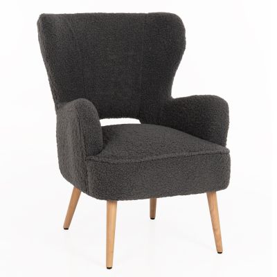 ARMCHAIR MYLIE HM8394.21 GREY BOUCLE FABRIC 66X75X93Hcm.