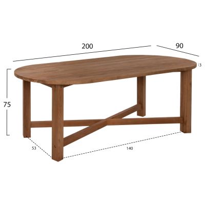 ТРАПЕЗНА МАСА KUTAI 200x90x75Ηсм.