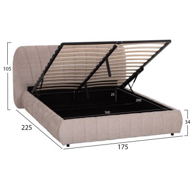 Двойно легло с място за съхранение WEYLON-бежова 160x200 см