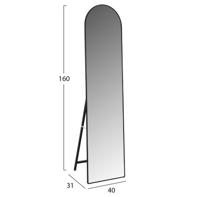 FLOOR STANDING MIRROR JOELY HM9578.01 ALUMINUM FRAME IN BLACK COLOR 40x31x160Hcm.