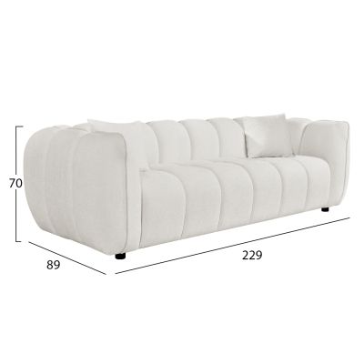 SOFA 3-SEATER LYKKE HM3323.02 ECRU FABRIC 229x89x70Hcm.