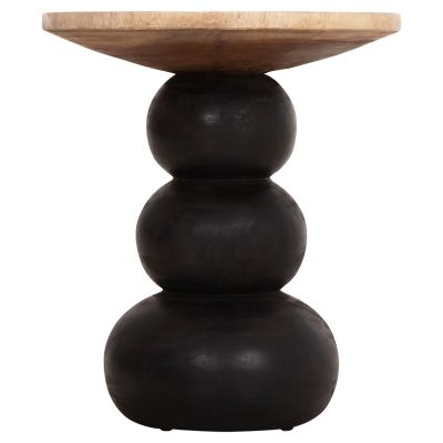 SIDE TABLE ROUND JACKY HM9890 SUAR WOOD IN NATURAL & BLACK Φ40x45.5Hcm.
