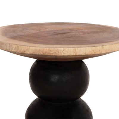 SIDE TABLE ROUND JACKY HM9890 SUAR WOOD IN NATURAL & BLACK Φ40x45.5Hcm.
