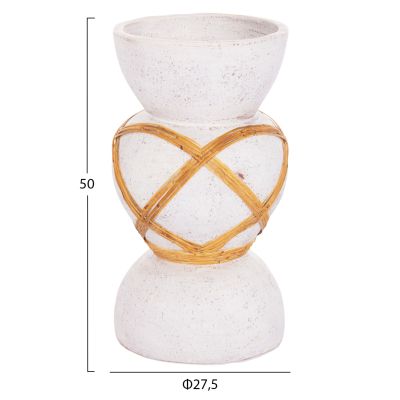 DECORATIVE FLOOR VASE MAYNARD HM4672.02S TERRACOTTA IN WHITE COLOR--RATTAN Φ27.5x50Hcm.