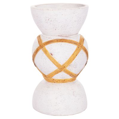 DECORATIVE FLOOR VASE MAYNARD HM4672.02S TERRACOTTA IN WHITE COLOR--RATTAN Φ27.5x50Hcm.