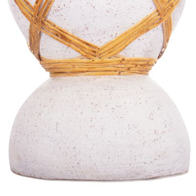 DECORATIVE FLOOR VASE MAYNARD HM4672.02S TERRACOTTA IN WHITE COLOR--RATTAN Φ27.5x50Hcm.