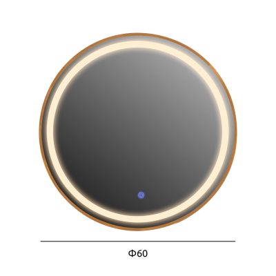 WALL MIRROR ROUND HM9580.30 ALUMINUM IN GOLD-LED LIGHT Φ60x3cm.