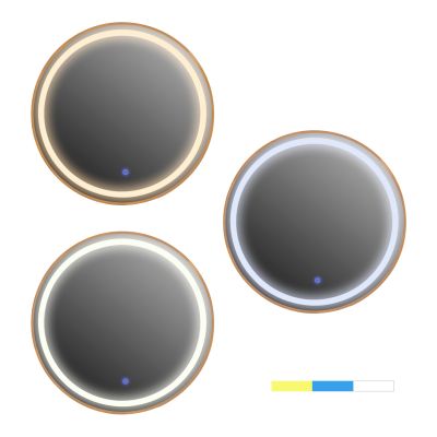 WALL MIRROR ROUND HM9580.30 ALUMINUM IN GOLD-LED LIGHT Φ60x3cm.