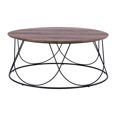 Маса за кафе ZENA с MDF плот и метална черна рамка Φ90x40Ηcm.ΗΜ8690