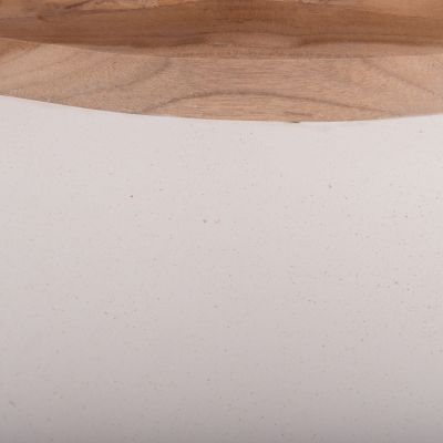 DECORATIVE FLOOR VASE LINTER HM4662.02L FIBER CEMENT IN WHITE--TEAK WOOD Φ41x47Hcm.