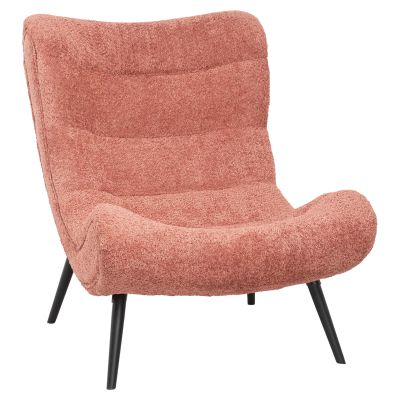 ARMCHAIR BRYM HM9605.02 PINK BOUCLE FABRIC-BLACK WOODEN LEGS 80x97x100Hcm.