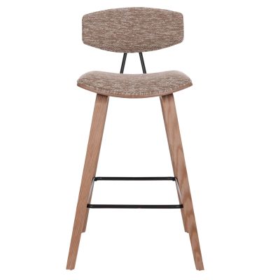 BAR STOOL MED.HEIGHT INOVER HM9984.01 PLYWOOD IN WHITEWASH--BROWN FABRIC 50x48x90Hcm.