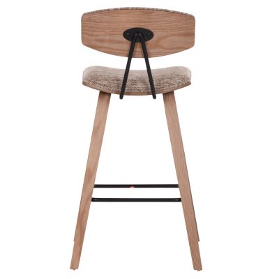 BAR STOOL MED.HEIGHT INOVER HM9984.01 PLYWOOD IN WHITEWASH--BROWN FABRIC 50x48x90Hcm.