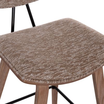 BAR STOOL MED.HEIGHT INOVER HM9984.01 PLYWOOD IN WHITEWASH--BROWN FABRIC 50x48x90Hcm.