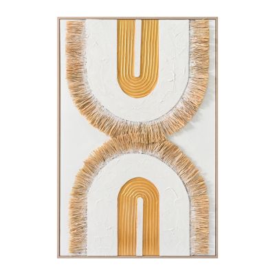 WALL PAINTING 3D HM4537.01 WITH BEIGE PS FRAME-WHITE CANVAS-HANDMADE 80x3,5x120Hcm.