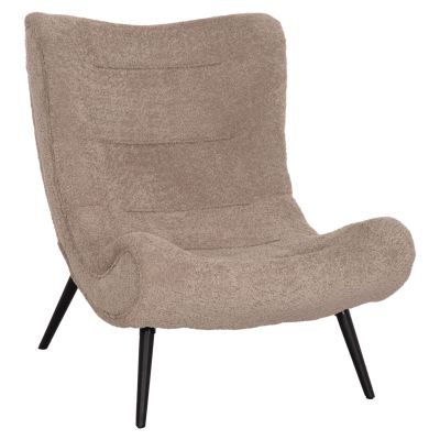 LOUNGE CHAIR BRYM HM9605.08 DARK BEIGE BOUCLE FABRIC-BLACK WOODEN LEGS 80x97x100Hcm.