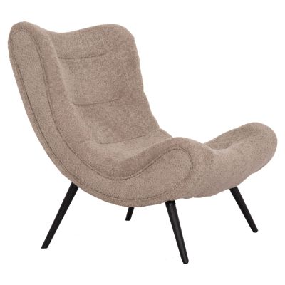 LOUNGE CHAIR BRYM HM9605.08 DARK BEIGE BOUCLE FABRIC-BLACK WOODEN LEGS 80x97x100Hcm.
