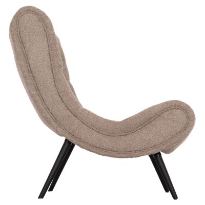LOUNGE CHAIR BRYM HM9605.08 DARK BEIGE BOUCLE FABRIC-BLACK WOODEN LEGS 80x97x100Hcm.
