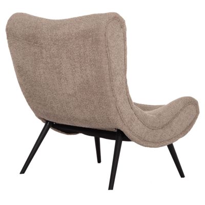 LOUNGE CHAIR BRYM HM9605.08 DARK BEIGE BOUCLE FABRIC-BLACK WOODEN LEGS 80x97x100Hcm.