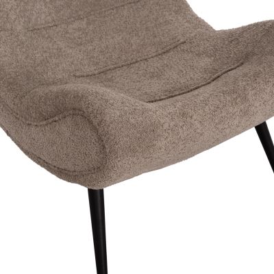 LOUNGE CHAIR BRYM HM9605.08 DARK BEIGE BOUCLE FABRIC-BLACK WOODEN LEGS 80x97x100Hcm.