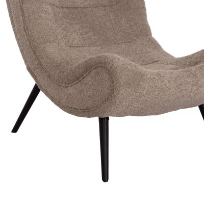 LOUNGE CHAIR BRYM HM9605.08 DARK BEIGE BOUCLE FABRIC-BLACK WOODEN LEGS 80x97x100Hcm.