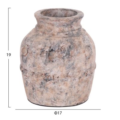 DECORATIVE TABLE VASE VERMO HM4395 TERRACOTTA IN BRUSHED GREY Φ17x19Hcm.