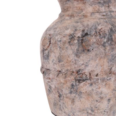 DECORATIVE TABLE VASE VERMO HM4395 TERRACOTTA IN BRUSHED GREY Φ17x19Hcm.