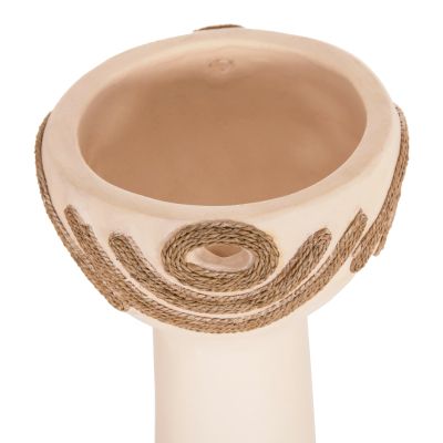 TABLE DECORATIVE VASE DEAN HM4679.02 TERRACOTTA IN CREAM WHITE & AGEL ROPE--Φ18x35Hcm.