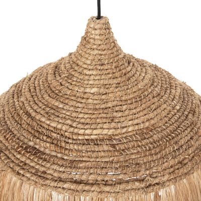 CEILING PENDANT WITH ABACA FIBERS CAP IN NATURAL COLOR Φ52x32-120Hcm.HM7777