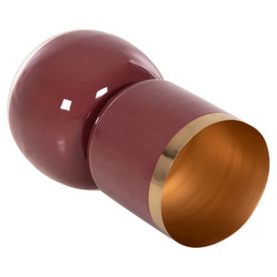 TABLE VASE LINGON HM4233.06 METAL IN CHERRY RED-GOLD PEARL Φ21x37,5Hcm.