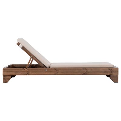 BEACH LOUNGER KORINOS - PINE WOOD IN WALNUT--CUSHION IN BEIGE 79x204x77Hcm.