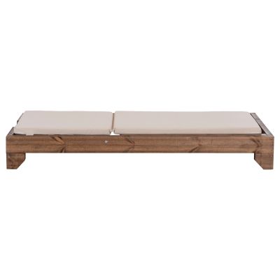 BEACH LOUNGER KORINOS - PINE WOOD IN WALNUT--CUSHION IN BEIGE 79x204x77Hcm.