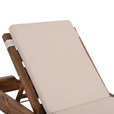 BEACH LOUNGER KORINOS - PINE WOOD IN WALNUT--CUSHION IN BEIGE 79x204x77Hcm.