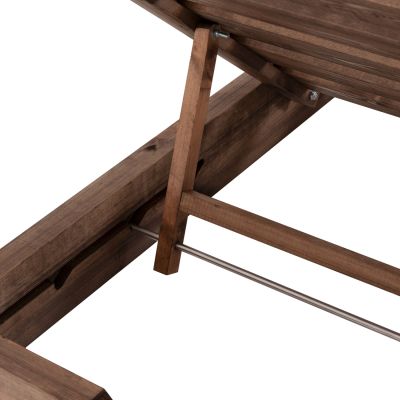 BEACH LOUNGER KORINOS - PINE WOOD IN WALNUT--CUSHION IN BEIGE 79x204x77Hcm.