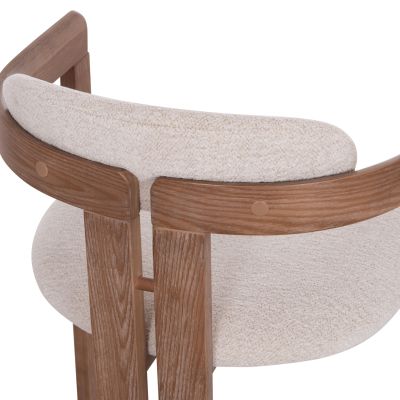DINING CHAIR KALL HM18247.01 BEIGE FABRIC--MATTE WHITEWASH PLYWOOD 56x45x73Hcm.