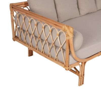 ЛЕГЛО-ДИВАН ALIKI РАТАН В ЕСТЕСТВЕНИ-БЕЖОВИ ВЪЗГЛАВНИЦИ 200x100x86Hcm.