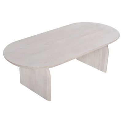 COFFEE TABLE OVAL HONKY HM9710 SOLID MANGO WOOD IN WHITE 130x60x40Hcm.