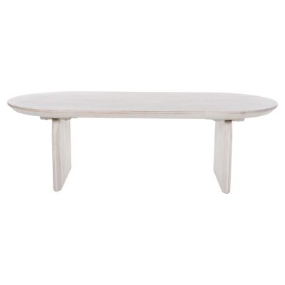 COFFEE TABLE OVAL HONKY HM9710 SOLID MANGO WOOD IN WHITE 130x60x40Hcm.