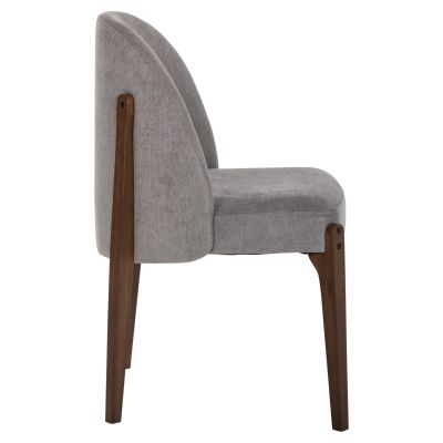DINING CHAIR RAMMER HM9744.01 RUBBERWOOD IN WALNUT-GREY FABRIC 57x55x86Hcm.
