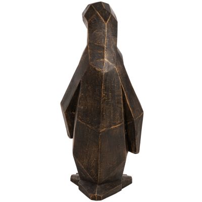FLOOR DECORATION PENGUIN HM7914 GRC IN BLACK PATINA COLOR WITH GOLD DETAILS 45x45x100Hcm.