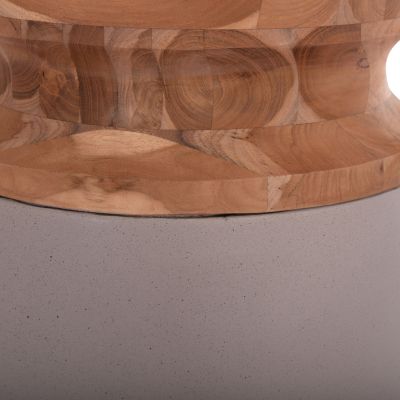 DECORATIVE FLOOR VASE LINTER HM4662.05S FIBER CEMENT IN GREY MATTE--TEAK WOOD Φ34x60Hcm.