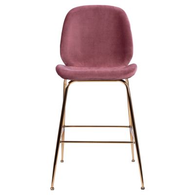 MEDIUM HEIGHT STOOL HM8524.02 VELVET DUSTY PINK & GOLD METAL FRAME 48x61x103 cm.
