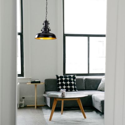 METALLIC PENDANT LIGHT IN BLACK HM7268 32Χ32Χ78cm